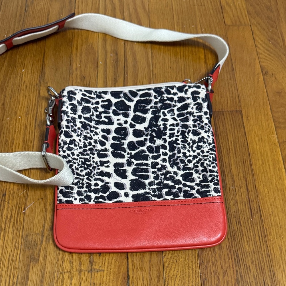 Coach Red and Black Animal Print Crossbody Bag